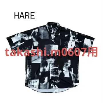 HARE 콜라주 포토 프린트 셔츠/M/폴리에스테르/BLK
