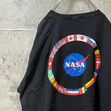 NASA 우주 국기 로고 백 프린트 콜라보 티셔츠
