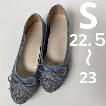 리본 포함 레이스 플랫 슈즈 S (22.5~23) 일본제