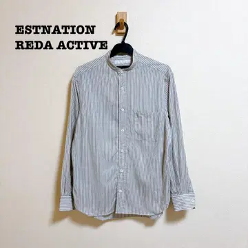 ESTNATION REDA ACTIVE 스탠드 넥 스트라이프 셔츠
