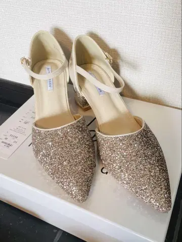 글리터 청키 힐 펌프스 결혼식 파티 걷기 편한 5cm