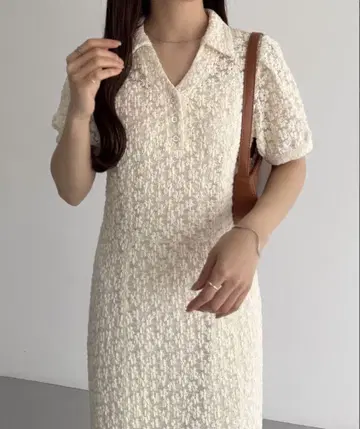 callautia 컷 레이스 폴로 원피스 아이보리 M