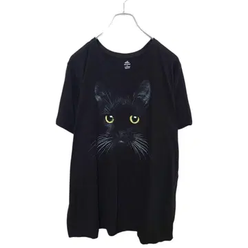 검은 고양이 애니멀 사진 디자인 프린트 티셔츠 A-3855