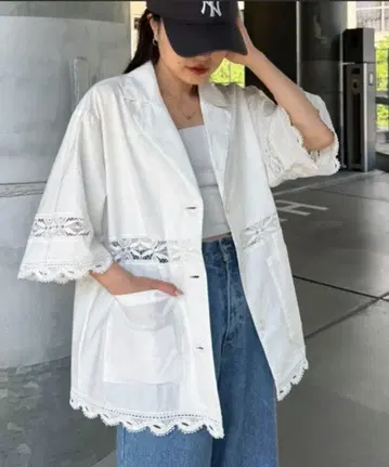차오패닉 티피 레이스 오버 5부 소매 자켓