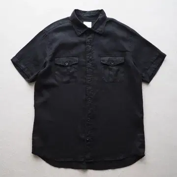 매킨토시 철학 린넨 숏 슬리브 셔츠 블랙 40