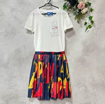아디다스 여성용 AB2643 플리츠 드레스 화이트 멀티