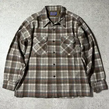 PENDLETON 울 체크 보드 셔츠 L 베이지 70s