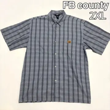 FB 카운티 반팔 셔츠 2XL 그레이 체크 F.B. 카운티