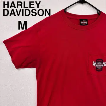 HARLEY-DAVIDSON 반팔 티셔츠 M 레드 가슴 포켓