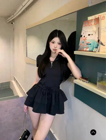 andwang 도트 프릴 드레스
