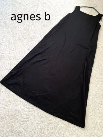에네스베agnes b. 블랙 코튼 스퀘어 넥 슬리브리스 원피스