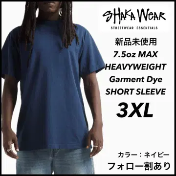샤카웨어 미사용 새상품 7.5oz 가먼트 다이 반팔 티셔츠 네이비 3XL