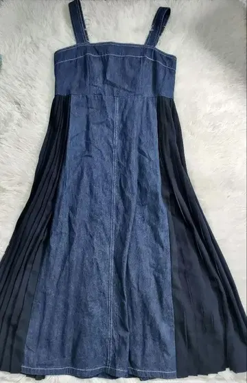 w closet 데님 플리츠 롱 스커트