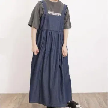 사만사 모스모스 어깨 프릴 데님 원피스