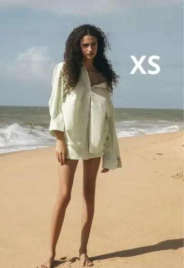 ZARA 자라 오버 사이즈 스트라이프 패턴 포플린 셔츠