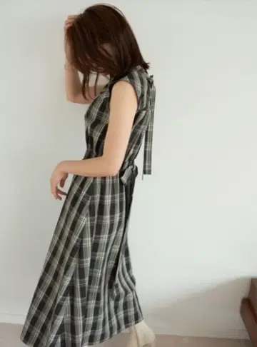 snidel 체크 무늬 슬리브리스 원피스