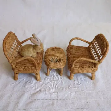 인형 의자 인형 테이블 라탄