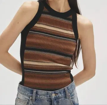 TODAYFUL Jacquard Border Tanktop 브라운
