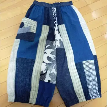 블루 계열 패치 유카타 리메이크의 통통한 팬츠