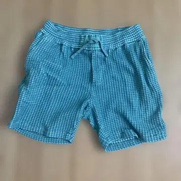 씨 그린 터콰이즈 체크 무늬 숏 팬츠
