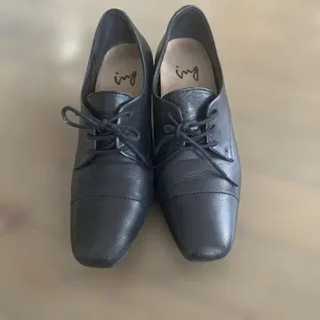 ing 블랙 레이스업 슈즈 미들 힐