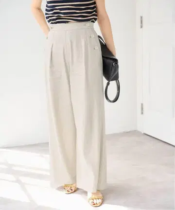 IENA 린넨 스트레치 마린 팬츠