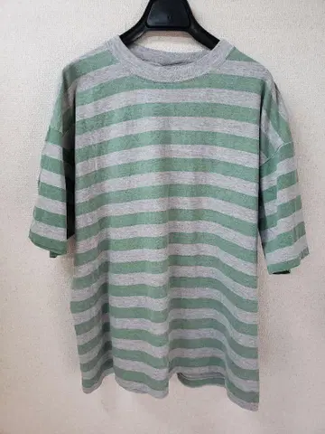 90년대 빈티지 보더 티셔츠, 빈티지, XL, 그린, 그레이