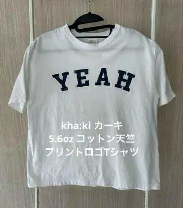 kha:ki 카키/5.6oz 코튼 천축 프린트 박스 로고 티셔츠