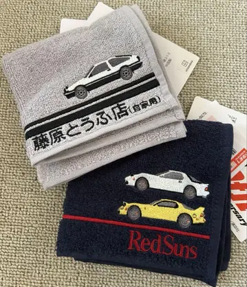 머리글자 D 후지와라 두부점 Red Suns 자수 핸드 타월 2장