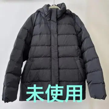 미사용 슈라루 후드 부착 다운 자켓 블랙