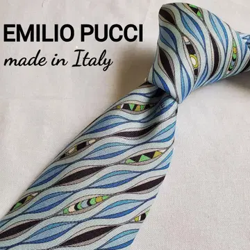 새상품급 EMILIO PUCCI 블루 스카이블루 페이즐리 멋진 넥타이