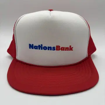90년대 빈티지 Nations Bank 프린트 로고 트래커 캡