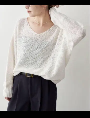 spick & span 페이퍼 얀 2WAY 루즈 풀오버 화이트