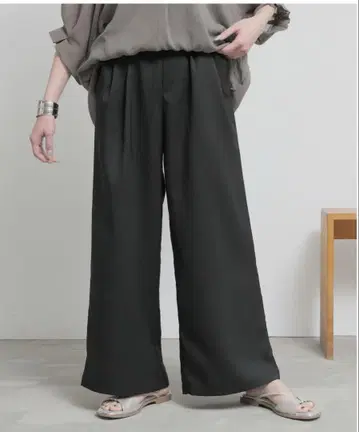 AYA 씨 ROOM 콜라보 팬츠 하의 와이드 블랙 L~LL