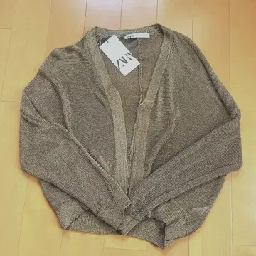 자라 골드 지퍼 가디건