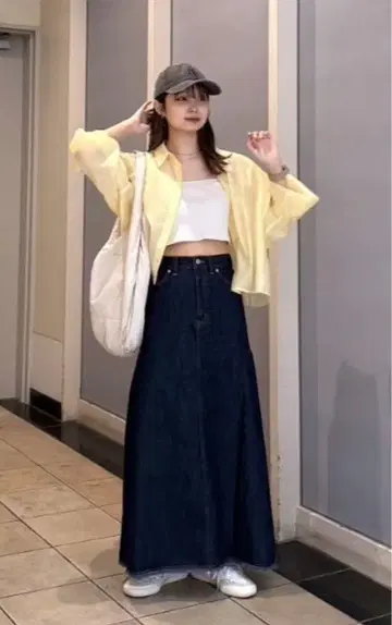 로리즈팜 데님 맥시 스커트