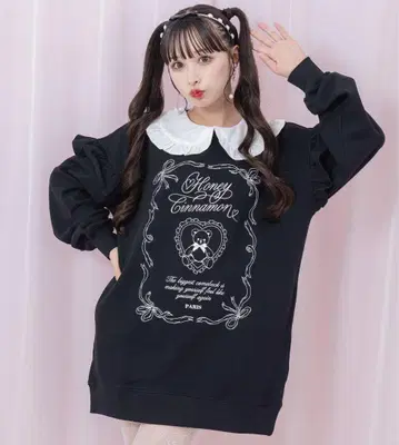 허니시나몬 french bear 카라 부착 트레이닝복 원피스