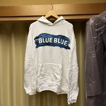 화이트 후드티 BLUE BLUE