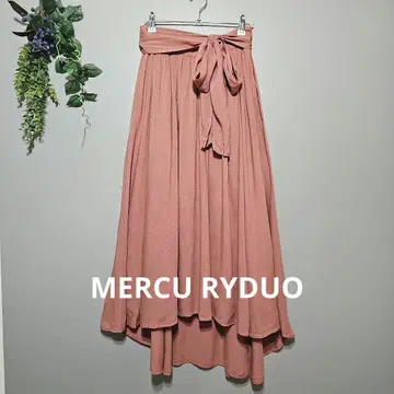 머큐리 듀오] 핑크 플레어 피쉬 테일 롱 스커트 리본