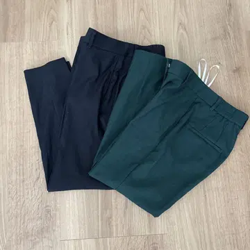 PLST 슬랙스 네이비 그린 XS