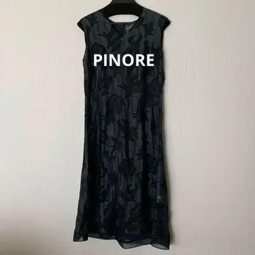 PINORE 꽃무늬 슬리브리스 원피스 네이비 M