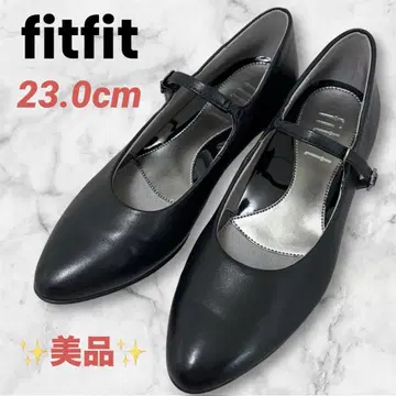 fitfit 스퀘어 힐 펌프스 스트랩 펌프스 블랙 23.0