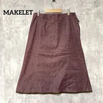 makelet 와인 레드 무릎 기장 스커트 데님풍 빈티지 세련된