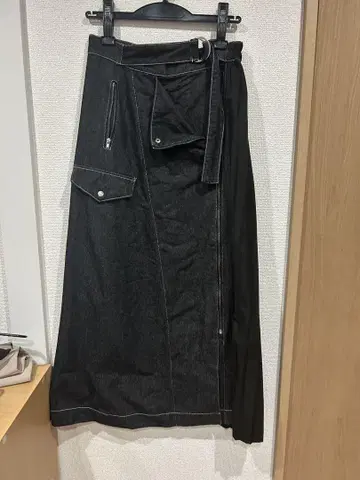 데님 스커트 이소재 데님 플리츠 블랙 블랙