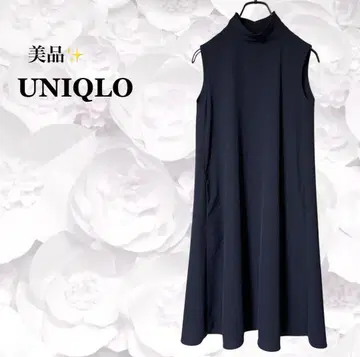 유니클로 'UNIQLO' 슬리브리스 원피스 [XS] 네이비 플레어