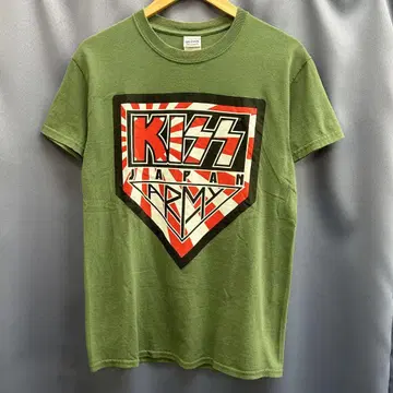 KISS 키스 밴딩 티셔츠 구제 의류 음악 락 반팔 그린 S army