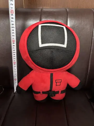 레어! 이카 게임 빨간색 스태프 사각형 빅 봉제 인형 약 40cm