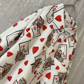 빈티지 블라우스 카드놀이 하트 레트로 팝 개성 화이트 레드