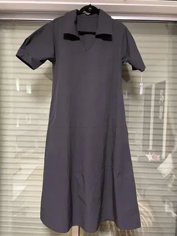 그레이 셔츠 원피스 반팔 롱