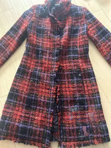 Desigual 체크 무늬 코트 빨간색